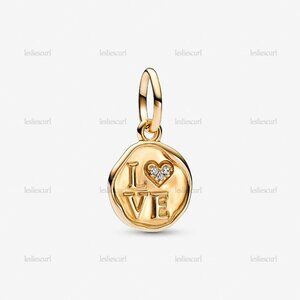 Pandora Sparkling Love Stamp Dangle Charm|Gold